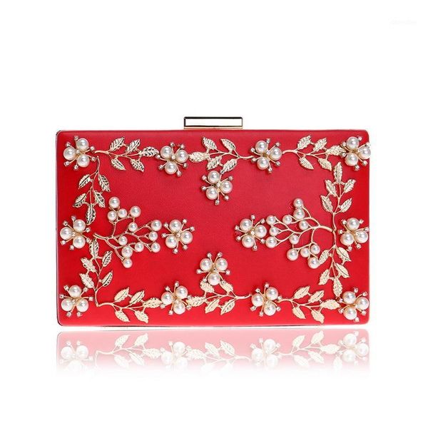 

evening bags shoulder handbags for women classical style purse day envelop pearl flowers decoration lady clutch bag with chain1