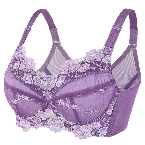 

women's floral embroidered minimizer full coverage bra lightly lined underwire bra 34 36 38 40 42 44 46 48 b c d e f g h1, Red;black