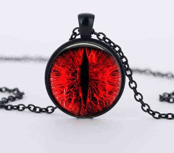 Colar de olho vermelho Colar encantos dragão olhos foto vidro cabochão pendnat handmade preto cadeia colares mulheres homens jóias g220310