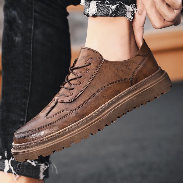 

brand men leather brogue shoes lace up lightweight british dress footwear genuine leather formal moccasins zapatos hombre c1120, Black