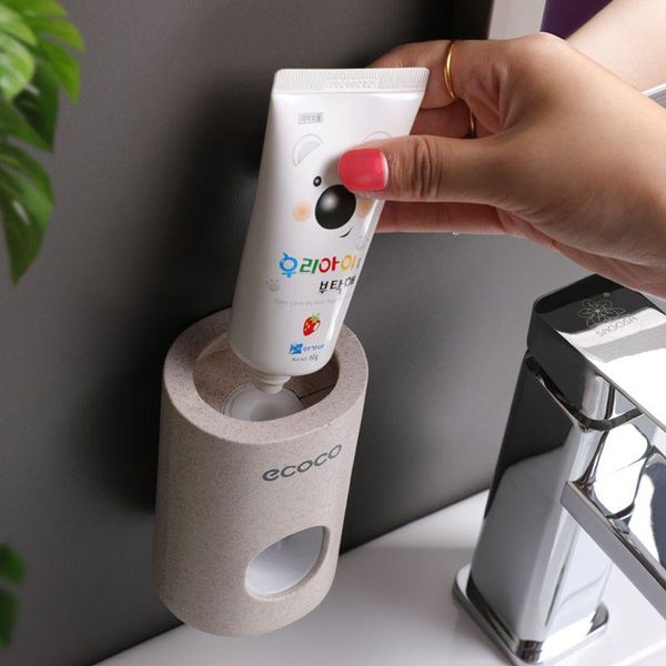 

matic toothpaste dispenser dust proof toothbrush holder wall mount stand bathroom accessories set toothpaste squeezers tooth jllwoo