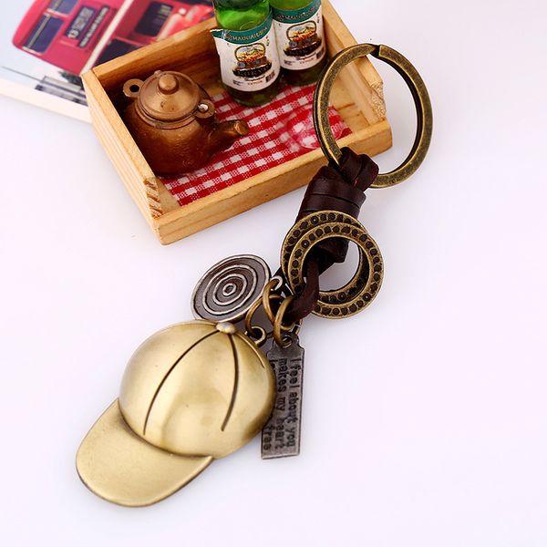 

baseball hat keychain i feel about you bronze baseball cap key chain key rings fashion jewelry will and sandy drop ship, Slivery;golden