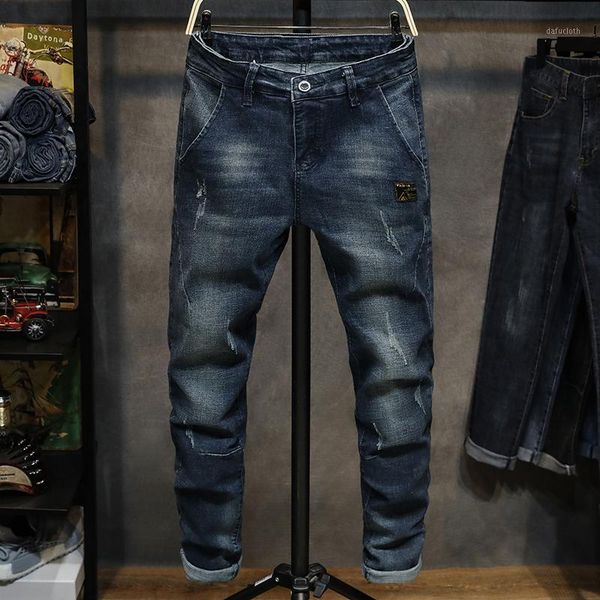 

hcxy brand mens jeans 2020 new spring autumn casual denim pants for men straight elastic denim trousers male1, Blue