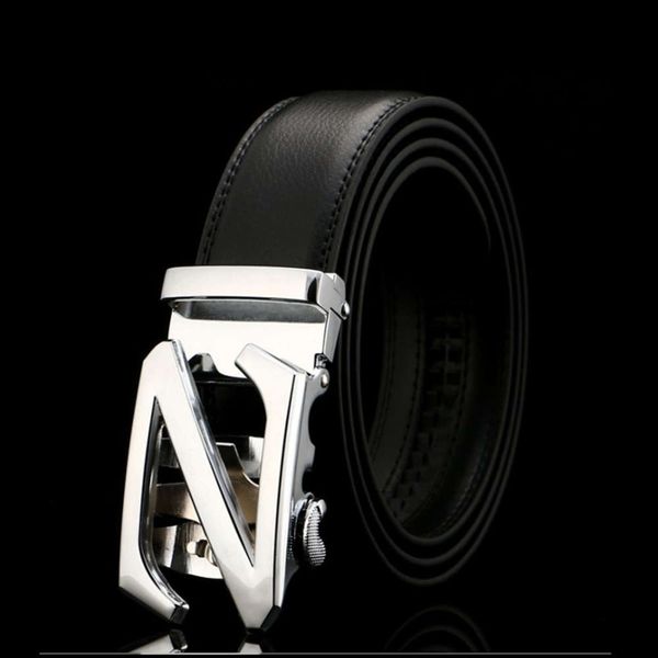 

men's auto buckle leather business suit formal casual temperament fashionable versatile trouser belt, Black;brown