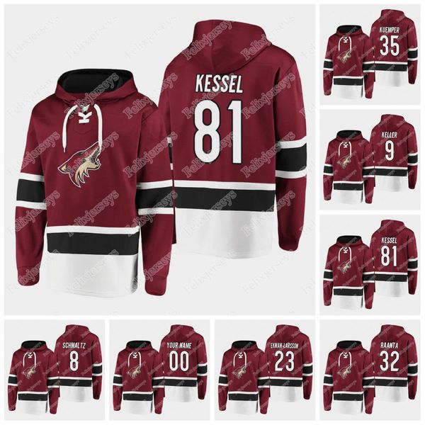 

arizona coyotes 2020 dasher player hoodie oliver ekman-larsson phil kessel lawson crouse bobby hull nick schmaltz clayton richard galchenyuk, Black;red