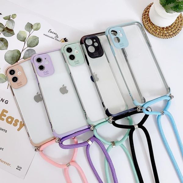 

anti-drop candy color lanyard phone case for samsung galaxy note 20 s20 ultra plus a10 m10 a20e a50 a51 a71 jllzuj