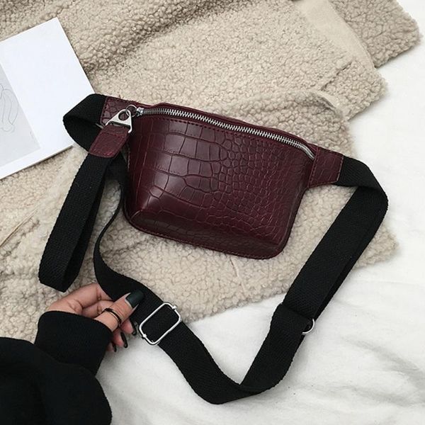 

women gift pu leather clutch fashion chest bag cross body waist pack adjustable belt summer crocodile pattern single shoulder
