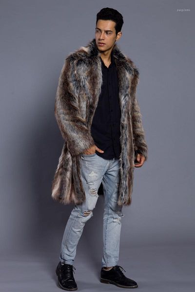 

lapel autumn faux mink leather jacket mens winter thicken warm fur leather long trench coat men slim jackets fashion big size1, Black