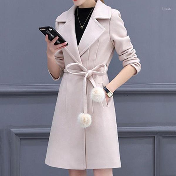 

woolen women coat winter 2020 plus size fashion elegant slim solid lapel coat cappotto lana donna manteau mouton femme1, Black