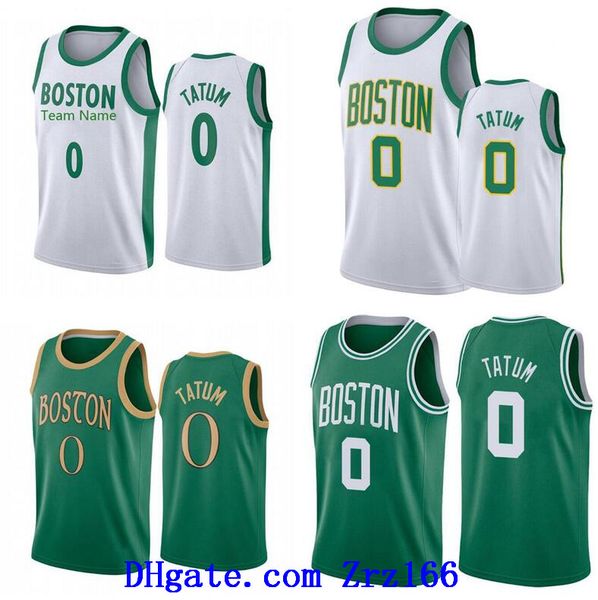

men basketball bostoncity team 0 jason tatum white and green 2020-21 city sleeveless jersey and shorts, Black;red