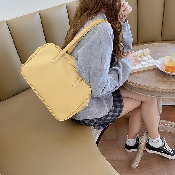 

shoulder bags girls japanese school book handbag teenager korean fashion pu leather jk commuter briefcase cosplay yellow black handle ba