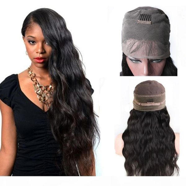 

brazilian body wave 360 lace frontal wigs with baby hair pre plucked brazilian 360 lace frontal human hair wigs for black women, Black;brown