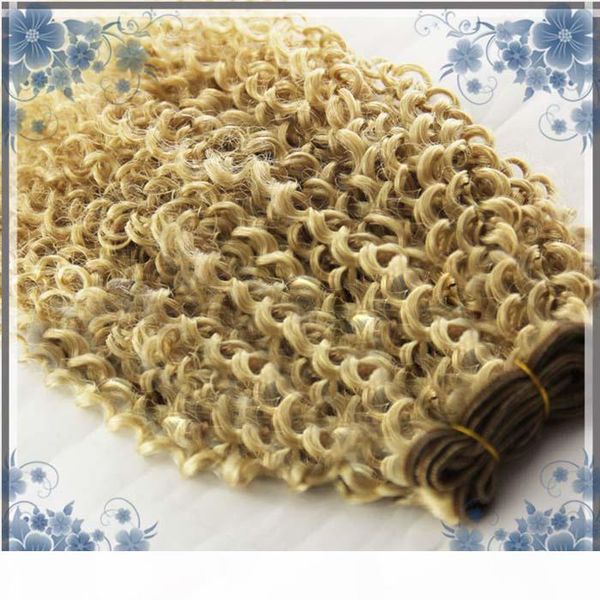 

products grade 6a+ brazilian hair weaves virgin kinky curly hair 100g8"--30" #613 bleach blonde brazilian hair, Black