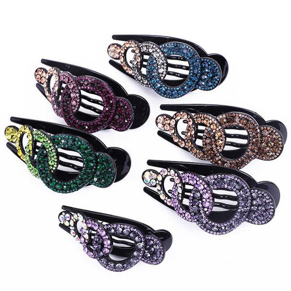 

wholesale fashion south korea crystal dovetail clamps women plate hair bobby pin the back side of head bp-bobby pin hair accessories, Black;brown