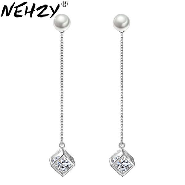 

nehzy 925 стерлинговое серебро новая женщина мода бренд ювелирные изделия женские серьги серьги длинные раздел tassel преувеличенный куб рос, Silver