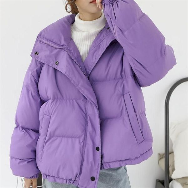 Harajuku vestiti invernali viola cotone addensare top giacche goth donna giacca plus size abbigliamento cappotto moda preppy coreana 201212