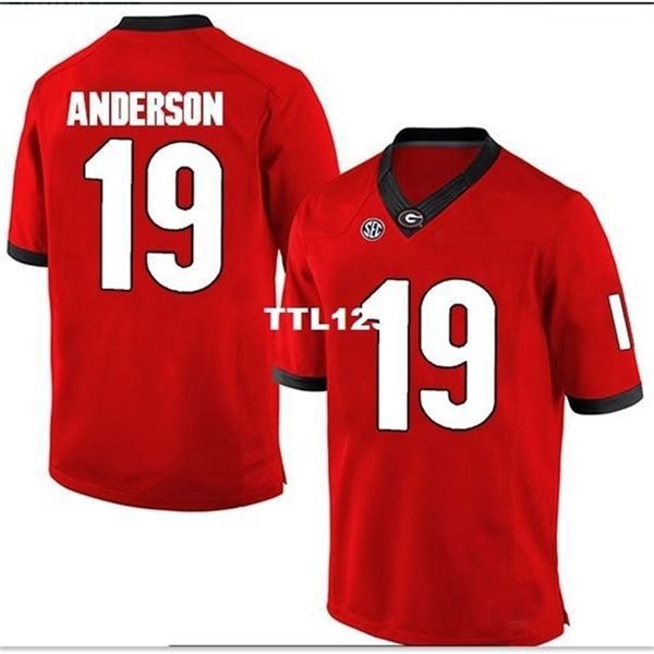 

3740 uga bulldogs adam anderson #19 real full embroidery college jersey size s-4xl or custom any name or number jersey, Black