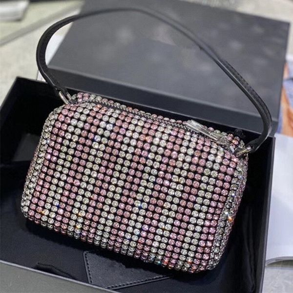 

small bag 2020 new water diamond bag women's leather full diamond inlaid with diamond