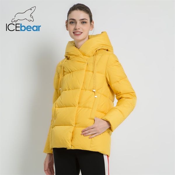 

icebear new winter women's parka brand clothing casual ladies winter jacket warm ladies short hooded apparel gwd19011 201217, Black