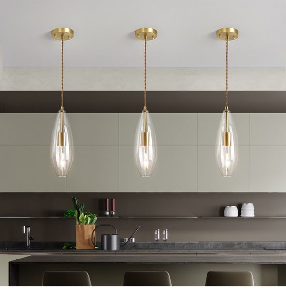 

modern single-light dining room bedroom living room pendant light clear glass pendant lamp kitchen island bar hanglamp