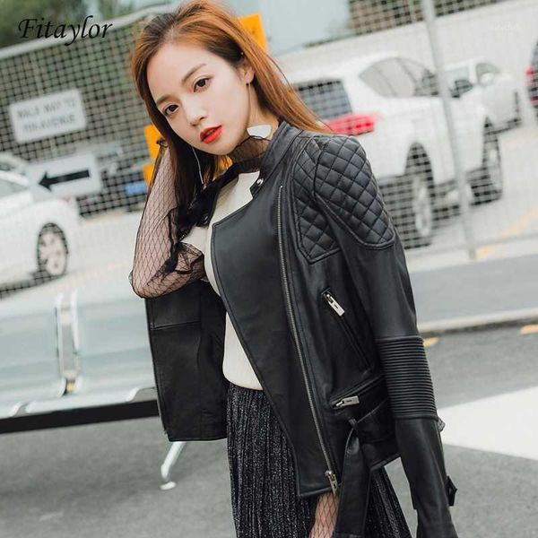 

fitaylor black leather jacket women autumn faux leather jacket street casual outwear ladies biker motorcycle outwear1