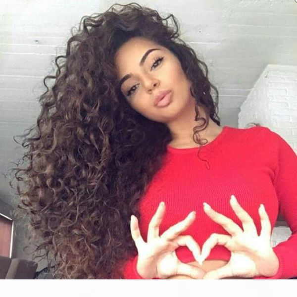 

150% density lace front wig color #4 body wave 100% brazilian kinky curly human hair lace wigs hair products, Black;brown