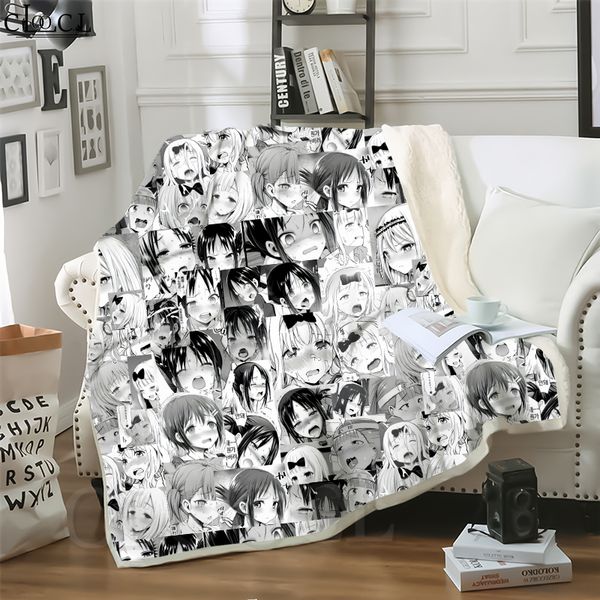 

cloocl anime ahegao blushing girl 3d print casual style air conditioning blanket sofa teens bedding throw blankets plush quilt