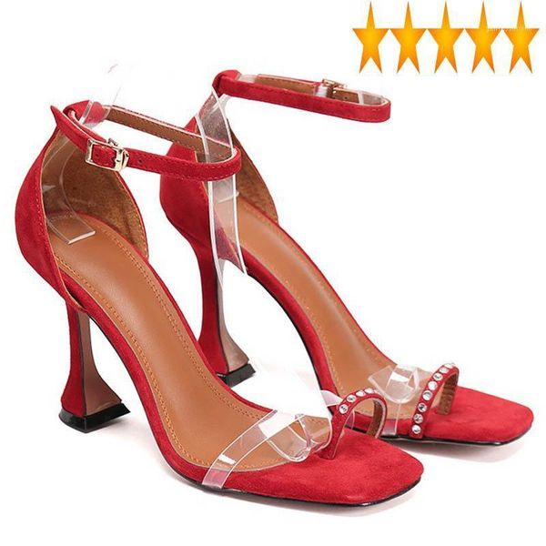 

sandals women high heels elegant ladies ankle suede leather office work transparent straps summer sandals1, Black