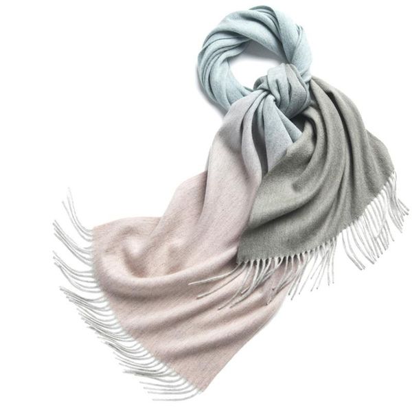 

gradual 100% wool scarf shawl for women winter scarves wraps 190*40cm, Blue;gray