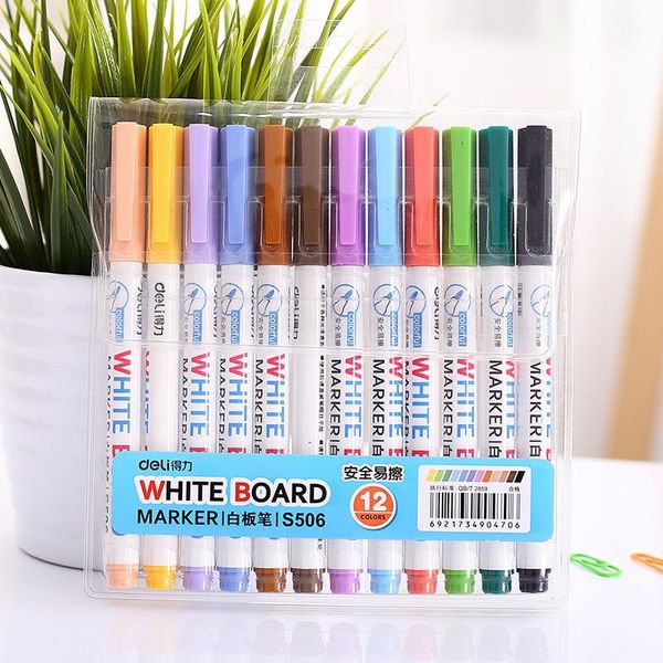

12 colors erasable whiteboard sharpie marker pen paint marker drawing stationery supply plumones caneta 04417 h wmtlsl, Black;red