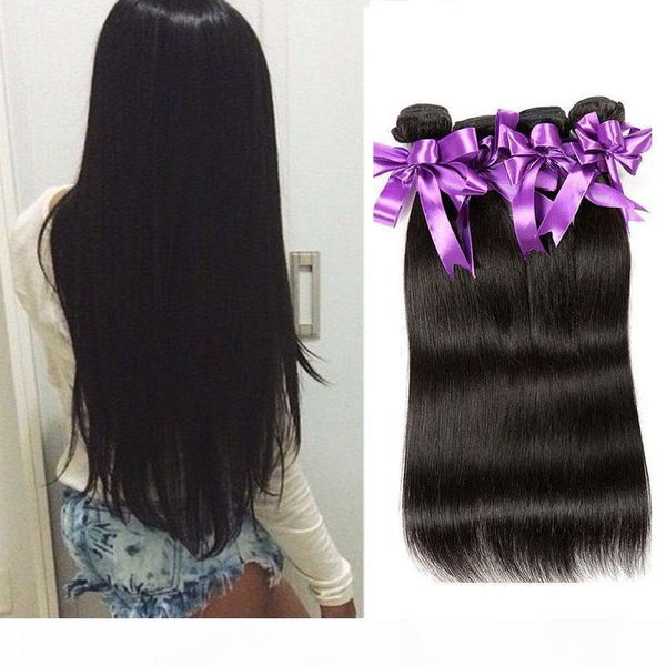 

brazilian virgin human hair straight 4 bundles selling brazilian straight hair weaves bundles 100% human hair extensions natural color, Black