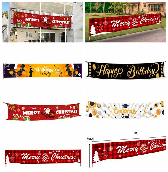 

factoryhqr7halloween christmas birthday streamer happy graduate banner merry large xmas sign house home party decor props 3m*50cm f