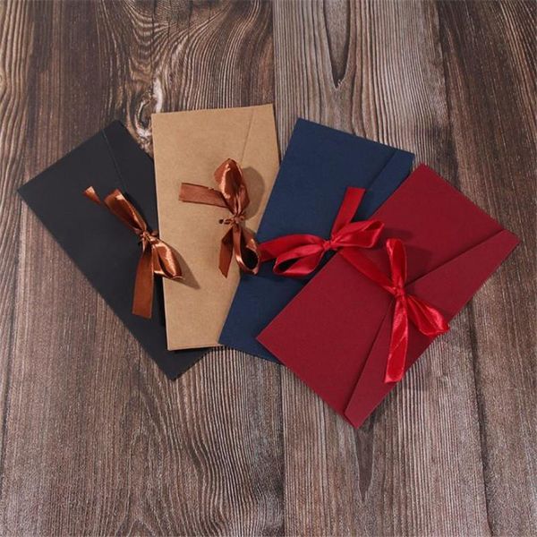 

thicken vintage ribbon pearlescent paper envelopes 4colors kraft envelope for wedding invitation envelope gift