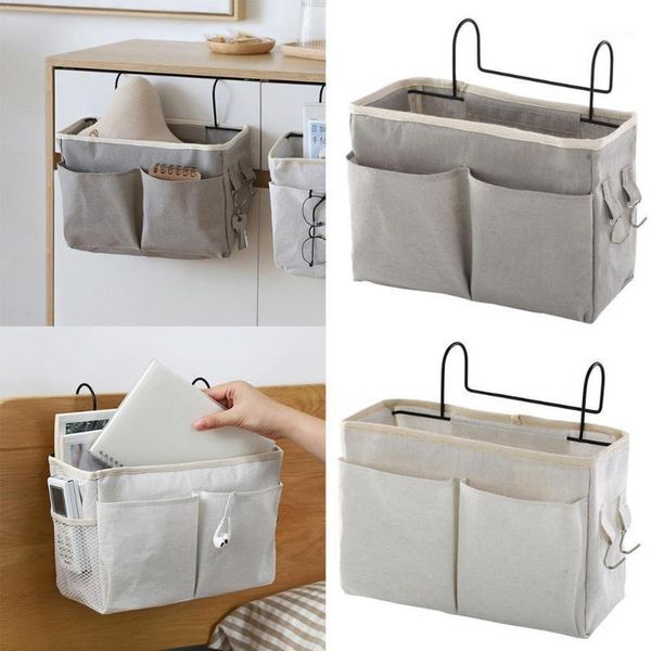 

1pc new bedside hanging storage bag canvas storage style art nordic basket bedside linen hanging cotton basket m9t71
