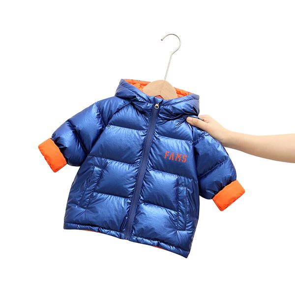 

anti season 2020 new bright face down jacket boys and girls short coat baby winter children's clothing trend, Blue;gray