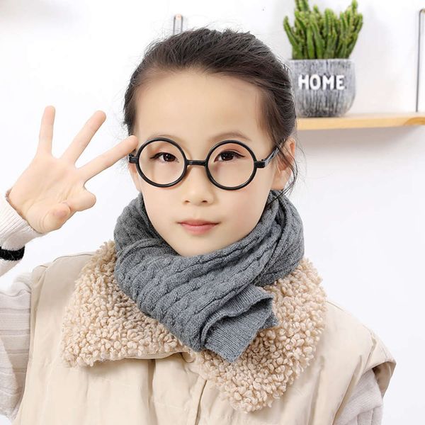 

simple edition children's pure wool scarf korean monochrome knitting warm neck for boys and girls in winter kq4i, Red;brown