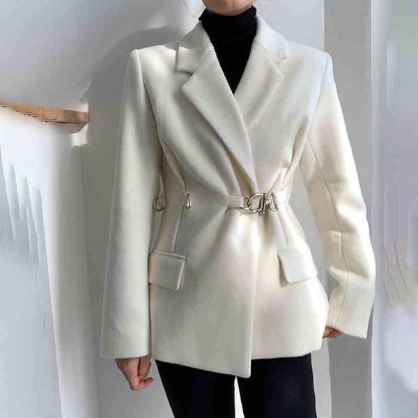 

women's suits & blazers [eam] women white temperament big size blazer lapel long sleeve loose fit jacket fashion spring autumn 2022 1dc, White;black