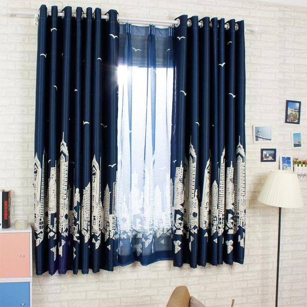 

современный замок и звездный узор темно-синий короткие шторы для гостиной спальня kichen красота готовые окна drapes