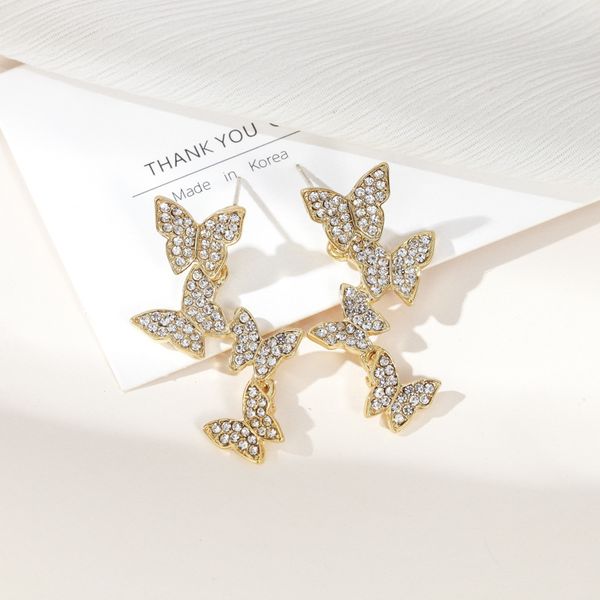 

npkds stud earrings trendy french tassel earrings decorative temperament butterfly tassel earrings vintage stud gift, Golden