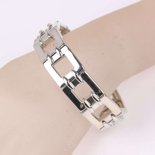 

simple square strap light silver luxury hollow bracelet personality female fashion ins cool wind male bracelet student jewelry, Slivery;brown