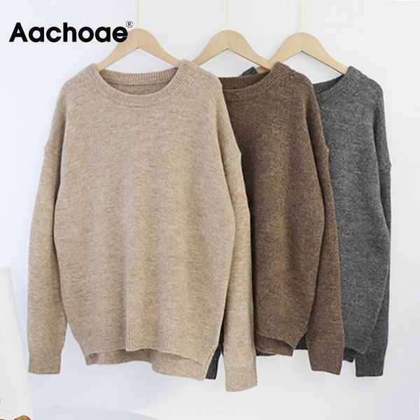

aachoae o neck cashmere pullover sweater women batwing long sleeve loose soft wool sweaters knitted jumpers casual pullover1, White;black