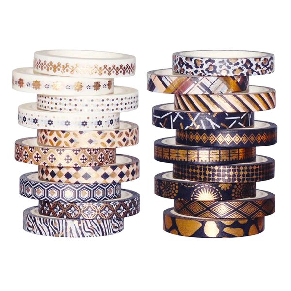 

20 rolls washi tape set gold foil skinny masking tape diy arts decor office supplies scrapbooking crafts