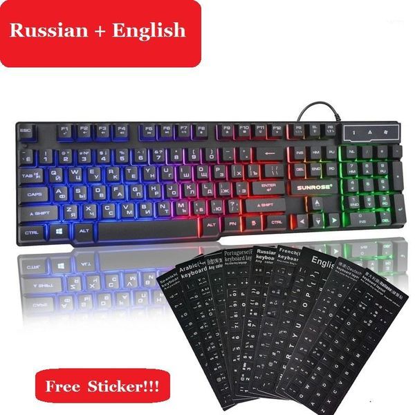 

multi language sticker gamer keyboard suspended backlight keycaps wired usb keyboard gaming for computer lappc1