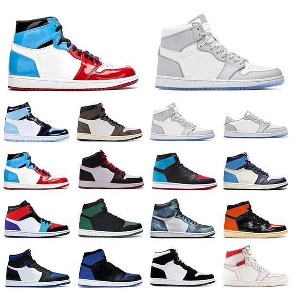 

new jumpman 1 men women basketball shoes mens trainers cactus jack unc obsidian fearless fashion outdoor sports sneakers size 36-46, White;red