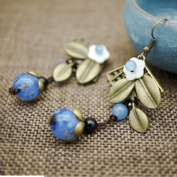 

3 colors copper leaf ethnic jewelry dangle earrings,fashion yellow chalcedony vintage earrings,new nature stones ethnic earrings1, Silver