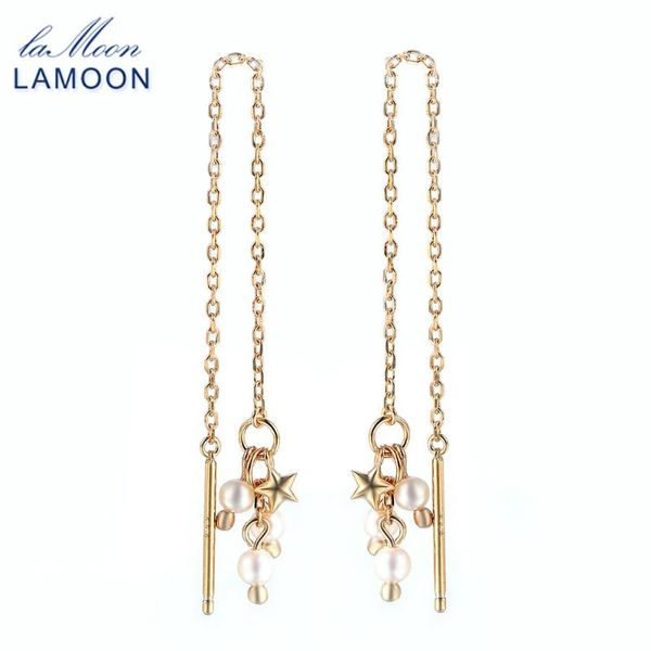 

lamoon drop earring for women 100% natural freshwater pearl s925 tassel ear line 925 sterling silver gift fine jewelry lmei071
