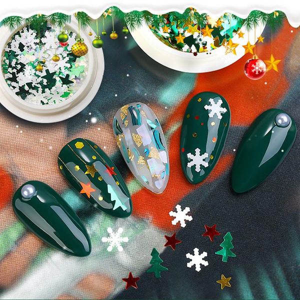 

christams nail decoration nail art design sequins metal snowflake mix glitter spangle art sequin pieces decorations, Silver;gold