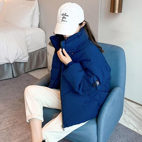

winter short women parkas loose coat casual female thicken warm down padded jackets coats stand collar snow outwear jackets, Black