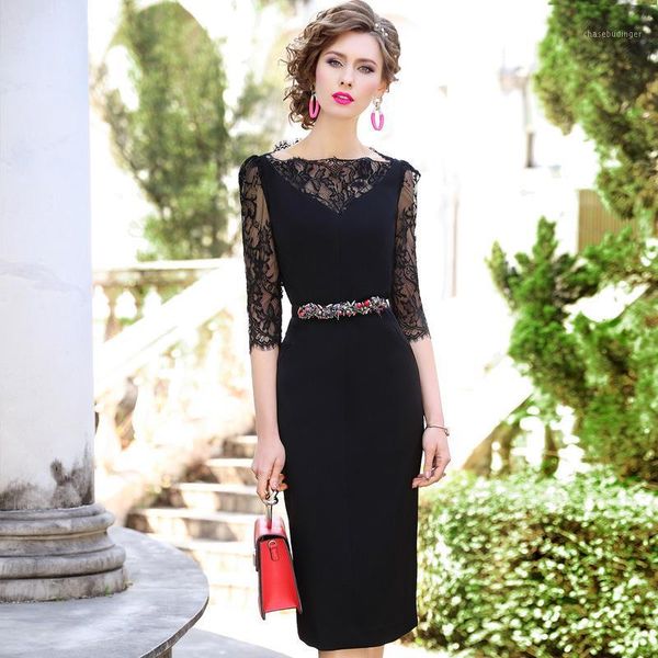 

2020 new superior quality summer womanliness lace dress plus code women business office dress 3xl package hip party dresses1, White;black