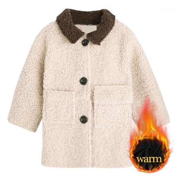 

jackets girls winter plus thick woolen jacket fashion turn down collar kids outerwear autumn preppy clothes for1, Blue;gray